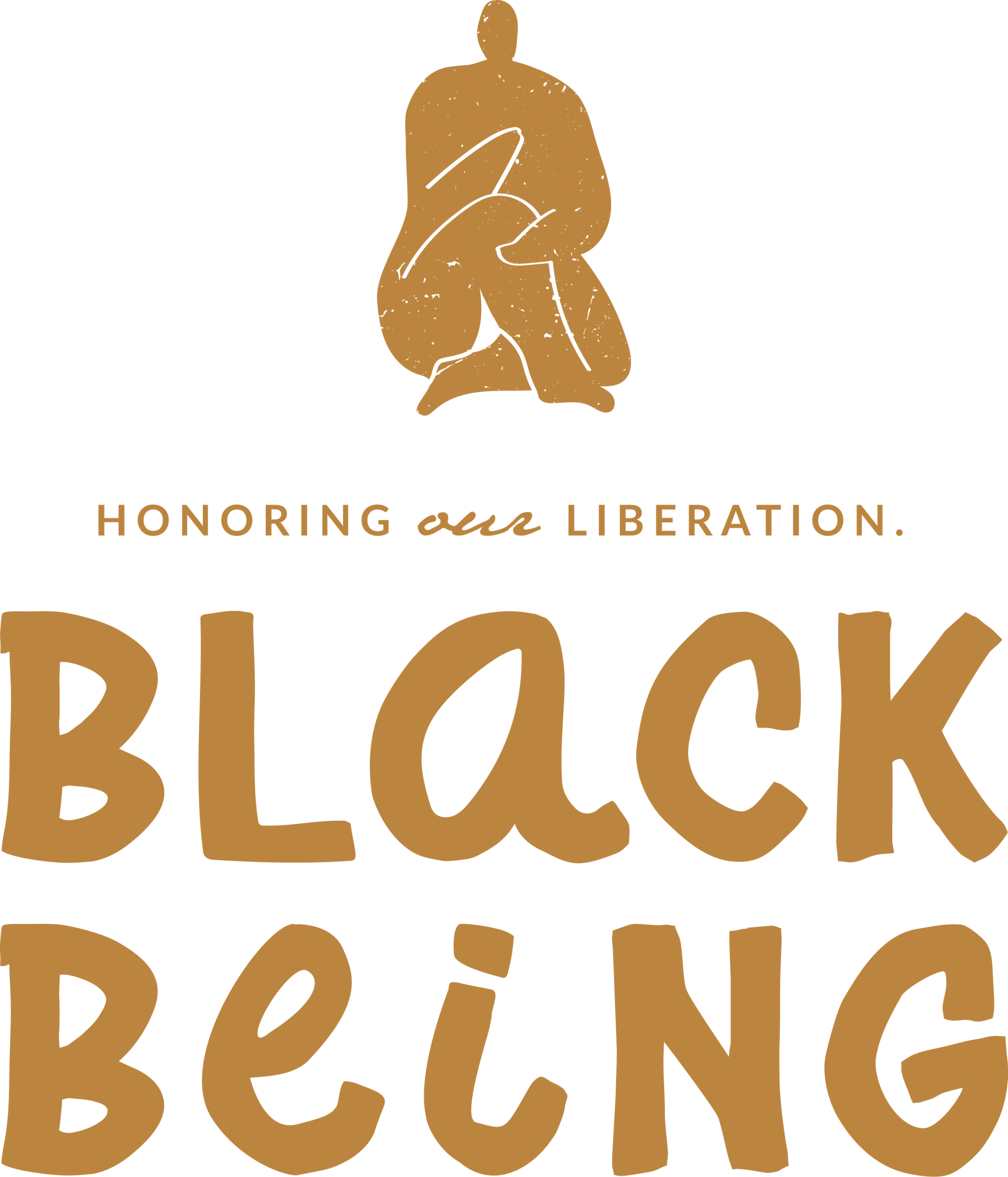 Stylized figure above the words 
