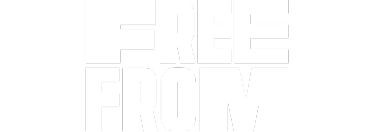 White capital letters spelling "FREE FROM" on a light gray background.