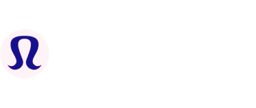 Lululemon logo featuring a stylized "A" icon in dark blue next to the brand name "lululemon" in light-colored text on a white background.